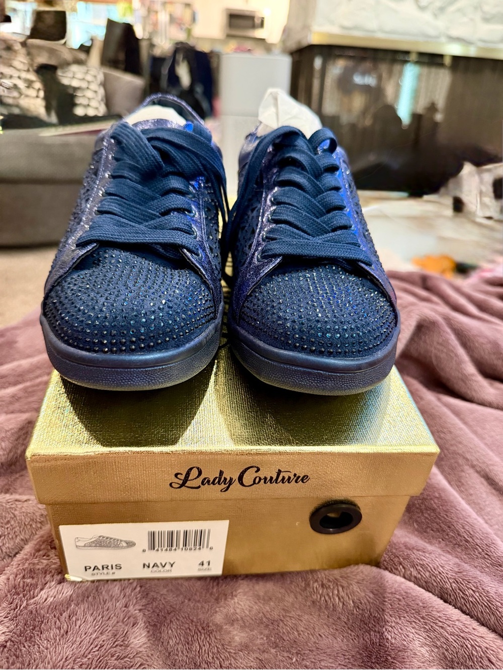 Lady Couture Paris Navy  Metallic Sneakers size 41. (9.5)